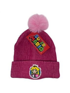 Nintendo Super Mario Princess Peach Pink Pom Beanie
